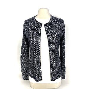 Loft Cardigan Button Up Sweater Navy and White  M